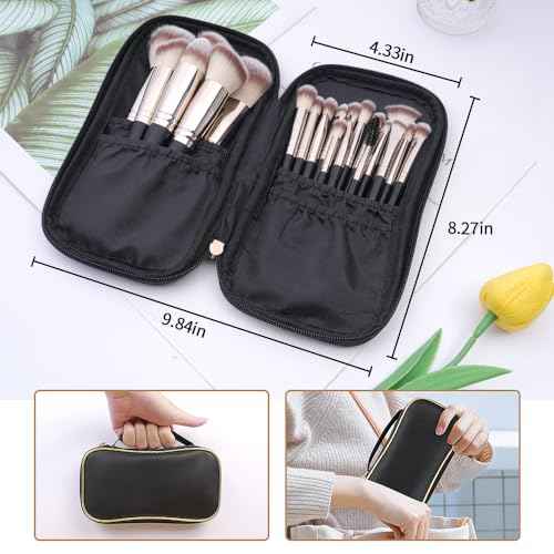 MAGEFY Makeup Brushes, 22 Pcs Professional Premium Synthetic Makeup Brush Set with Case, Foundation Eyeshadow Brush Travel Make up Brushes Set (Blackgold)