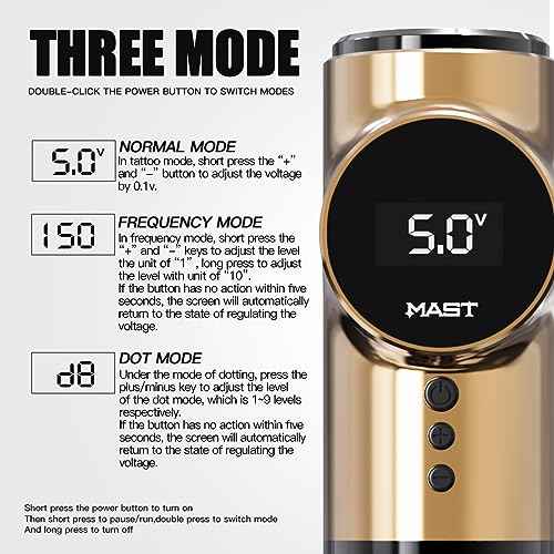 Mast Archer Wireless Tattoo Pen Machine, 5 Star Series Pro Rotary Tattoo Gun with Powerful Motor by Mcore, 2,000mAh Battery by Mastlabs for Run Long Time