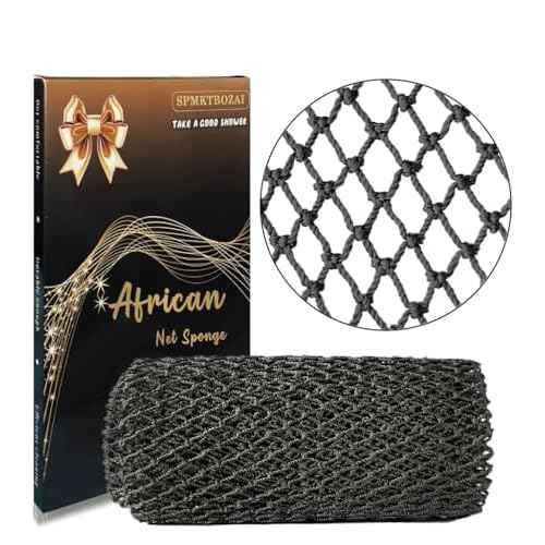 African Net Sponge Authentic, African Exfoliating Sponge Real African Net Black Owned, African Bath Sponge Back Scrubber, Body Exfoliator Shower Bath Accessories (Black)