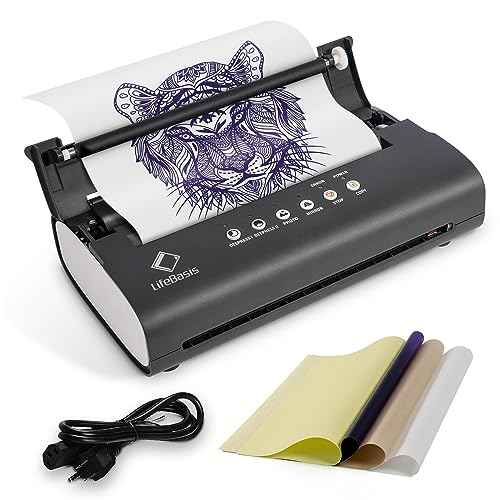 LifeBasis Tattoo Transfer Stencil Machine Thermal Copier Kit Tattoo Printer with 20pcs Tattoo Stencil Transfer Paper for Men Women, Upgraded Version MT200