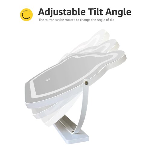 nianfeng Light Up Vanity Mirror, Lighted Makeup Mirror with 10x Magnification, LED Desk Mirror with Lights for Dorm, Bedroom, Tabletop, Girls, Women, Plug in, Bear, White