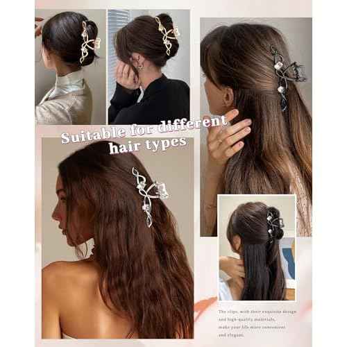 3 PCS Metal Hair Claw Clips Rhinestone Large Hair Clips Strong Hold Non-Slip Hair Barrette for Thick and Thin Hair£¨Wave£©