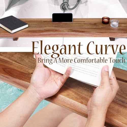 Premium 1.2IN Thickened Board Acacia Wood Bathtub Tray Caddy with Adjustable Legs, Minimalistic Design Bath Tray for Tub, Bathtub Accessories, Fits Most Bath Tubs, Idea for Women