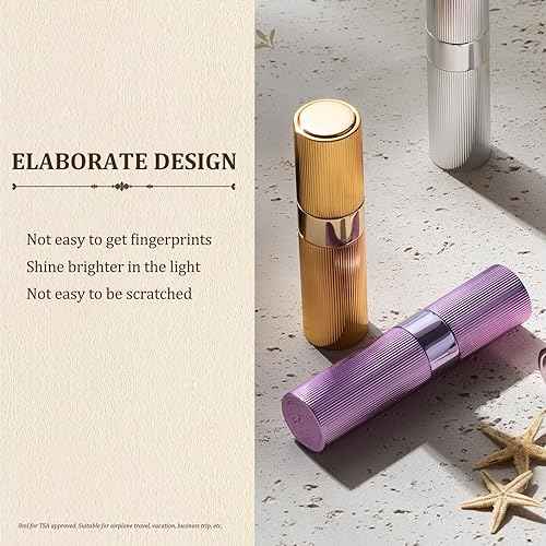 LISAPACK Perfume Travel Refillable Bottle - Atomizer Cologne Spray for Men Portable - Mini Sprayer Empty for Refill - Small Size 8ML Striped (Grey, Black, Silver)