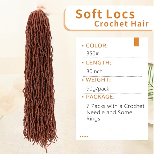 Karida Faux Locs Crochet Hair 30 Inch, 7 Packs Soft Locs Crochet Hair For Black Women Pre Looped Long Soft Crochet Locs (350#, 30 Inch (Pack of 7))