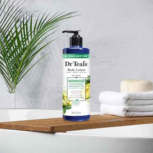 Dr Teal's Body Lotion, Glow & Hydrate Ceramides & Avocado Oil, 18 fl oz (Pack of 3)
