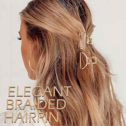 2 Pcs Gold Hair Clips Small Metal Claw Clips for Thin Hair Non-Slip Strong Hold Braided Hair Clips for Women