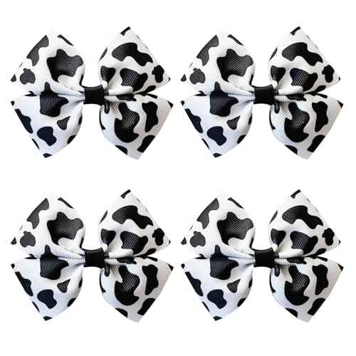 4Pcs Cow Print Bows for Girls Cow Print Hair Bow Clips Cute Hair Accessories for Girls