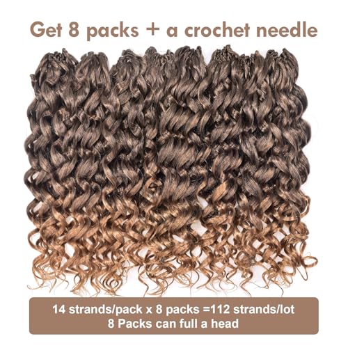 ToyoTress GoGo Curl Crochet Hair - 12 Inch 8 Packs Ombre Blonde Beach Curl Crochet Hair, Short Curly Ocean Wave Water Wave Deep Twist Crochet Braids Synthetic Braiding Hair Extensions (12 Inch,T4/27)