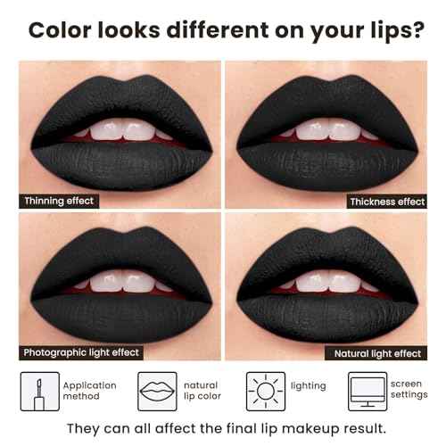Black Matte Liquid Lipstick - Long Lasting, Smudge Proof, Transfer Resistant Lip Color, Waterproof, Non-Transfer Formula (Mystical Moment)