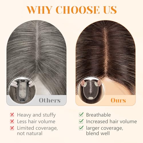 Benehair 12 Inch Hair Toppers For Women Real Human Hair 150% Density 4 * 4.7'' Hand Made Lace Base 100% Remy Human Hair Wiglets Toppers for Thinning Hair No Bangs Ombre Bleach Blonde