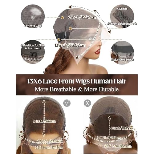 4# Chocolate Brown Lace Front Wig 26 Inch Body Wave Lace Front Wigs Human Hair 13x6 200 Density HD Lace Colored Wigs | Soft Non-shedding Non-tangling Full Length No Peculiar Smell