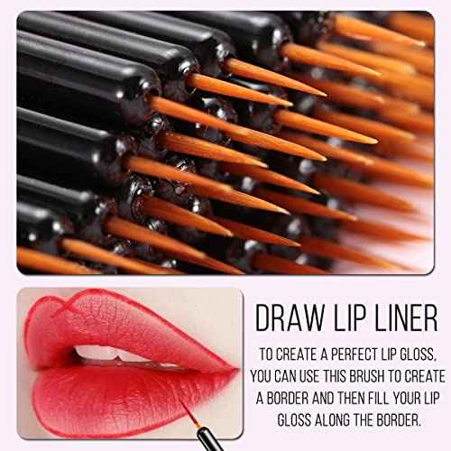 KINGMAS 100 Pack Eyeliner Brush, Disposable Ultra-fine Point Eyeliner Applicator Cosmetic Eye Wands Eye Liner Makeup Tool