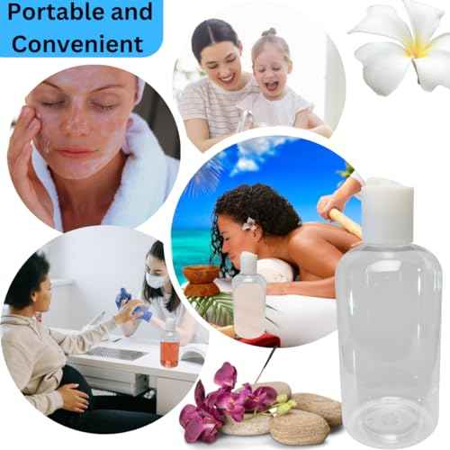 Plastic Squeeze Bottles with Disc Cap, 8 oz/2-Pack, Travel Size, Refillable, BPA-Free, Leak Proof, for Cosmetics, Shampoo, Lotion, Body Soap, Essential Oils, Household Use, and Personal Care