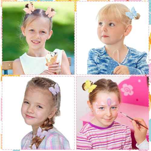 12 PCS Girls Butterfly Hair Clips,with pearl Glitter Barrettes Butterfly Non-Slip Hair Clips,Girls Hair Accessories for Birthday Christmas Day Gift
