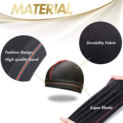ForceWave Silky Stocking Cap for Men Women, Black Compression Wave Cap for 360 Waves, 4-Pieces