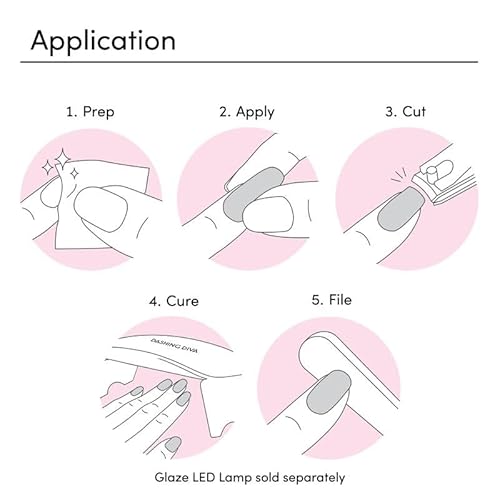 Dashing Diva Glaze Nail Strip Set - Cherry Vanilla - Long Lasting, Chip Resistant, Semi-Cured Gel Nail Strips - Summer Gel Set - 4-Piece Manicure Kit with 32 Strips