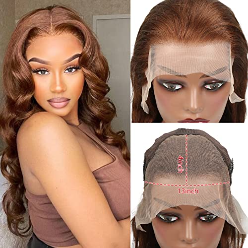 Chocolate Brown Lace Front Wig Human Hair 150% Density Auburn 13X4 Body Wave Lace Front Wig Human Hair Colored Hd Transparent Glueless Wigs Pre Plucked 26Inch