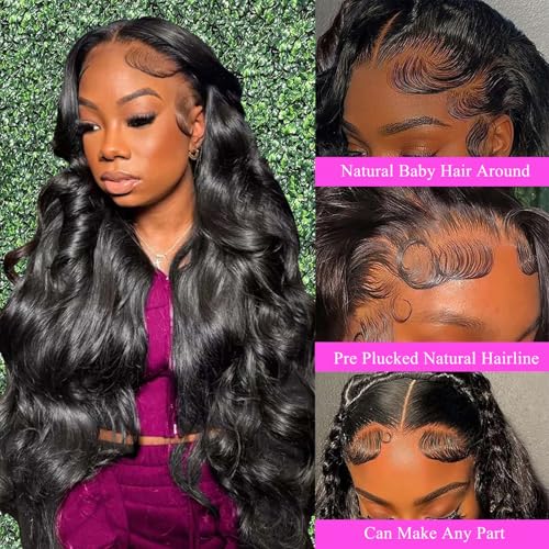 200 Density Body Wave Lace Front Wigs Human Hair Pre Plucked Pre Bleached Knots 13x4 HD Lace Frontal Wigs Human Hair Real Human Hair Wig 24 Inch