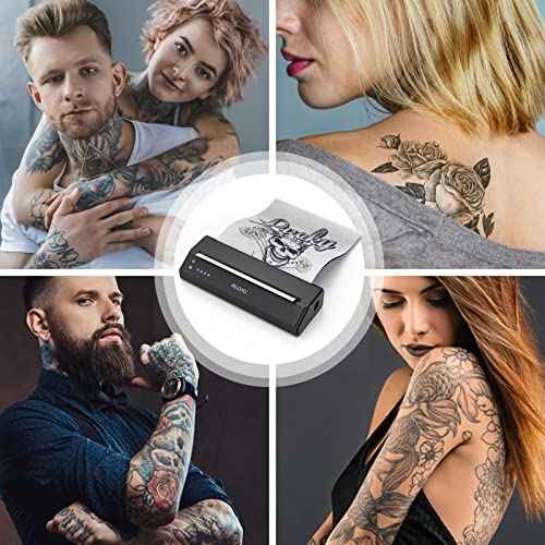 VLOXO Wireless Tattoo Stencil Printer, Portable Tattoo Thermal Transfer Copier Cordless Bluetooth Tattoo Machine with 10pcs Transfer Paper for Android and iOS Phone Pad & Laptop