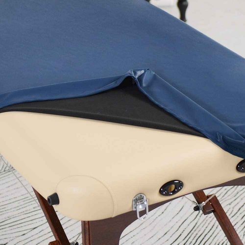 ARTABLE Massage Table Protection Cover Universal Fabric Fitted PU Vinyl Leather Bed Sheet Tables 28-32" Wide Fits Round&Square Corner Tables 1 Count (Dark Blue, 30 x 70 Inch)