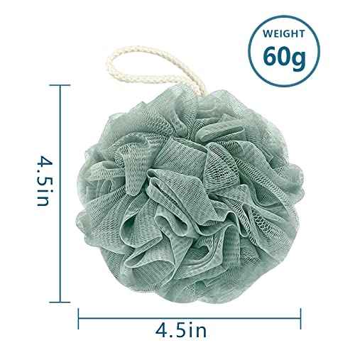 Bath Loofah Sponge, 60G Shower Loofah Exfoliating Body Scrubber Sponge, 4 Count Bath Mesh Pouf Ball for Women and Men (Light Color)