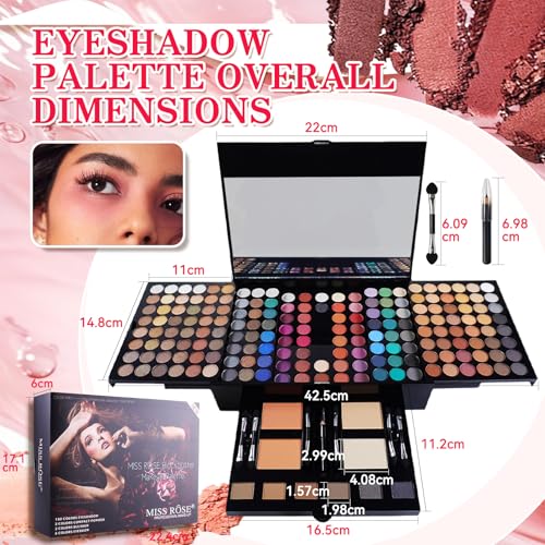 Pure Vie All-in-One Holiday Gift Makeup Set Essential Starter Bundle Include Eyeshadow Palette Lipgloss Concealer Blush Eyebrow Foundation Face Powder Eyeliner Pencil - Make up Kit for Women Full Kit