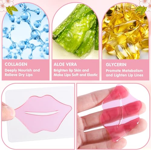 60 PCS Lip Mask,Collagen Crystal Lip Mask,Lip Mask Sheet,Lip Masks for Dry Lips,Lip Gel Masks,Pink Lip Care Pads,Anti Aging & Anti Chapped Lip Patches,Remove Dead Skin,Plump Your Lips
