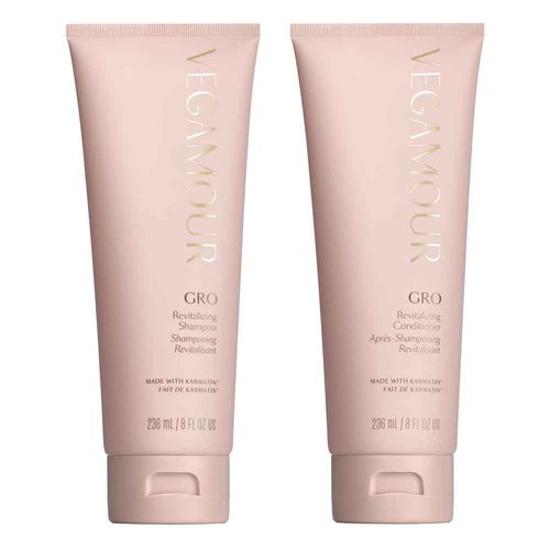 VEGAMOUR GRO Revitalizing Shampoo and Conditioner Full Size Kit, For Thicker Fuller Looking Hair, Vegan