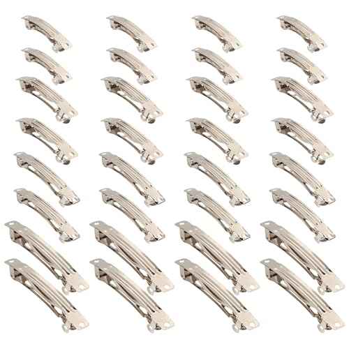 40Pcs Iron Barrette Hair Clips 4 Sizes Metal Silver French Barrette Findings for DIY Hair Accessories Making