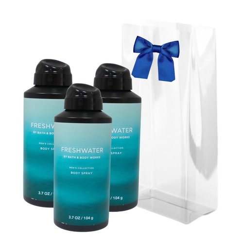 Bath & Body Works Men's Collection Deodorizing Body Spray - FRESHWATER - Gift Pack for Holiday - Lot of 3
