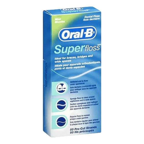 Oral-B Super Floss Mint Dental Floss Pre-Cut Strands 50 ea (Pack of 18)