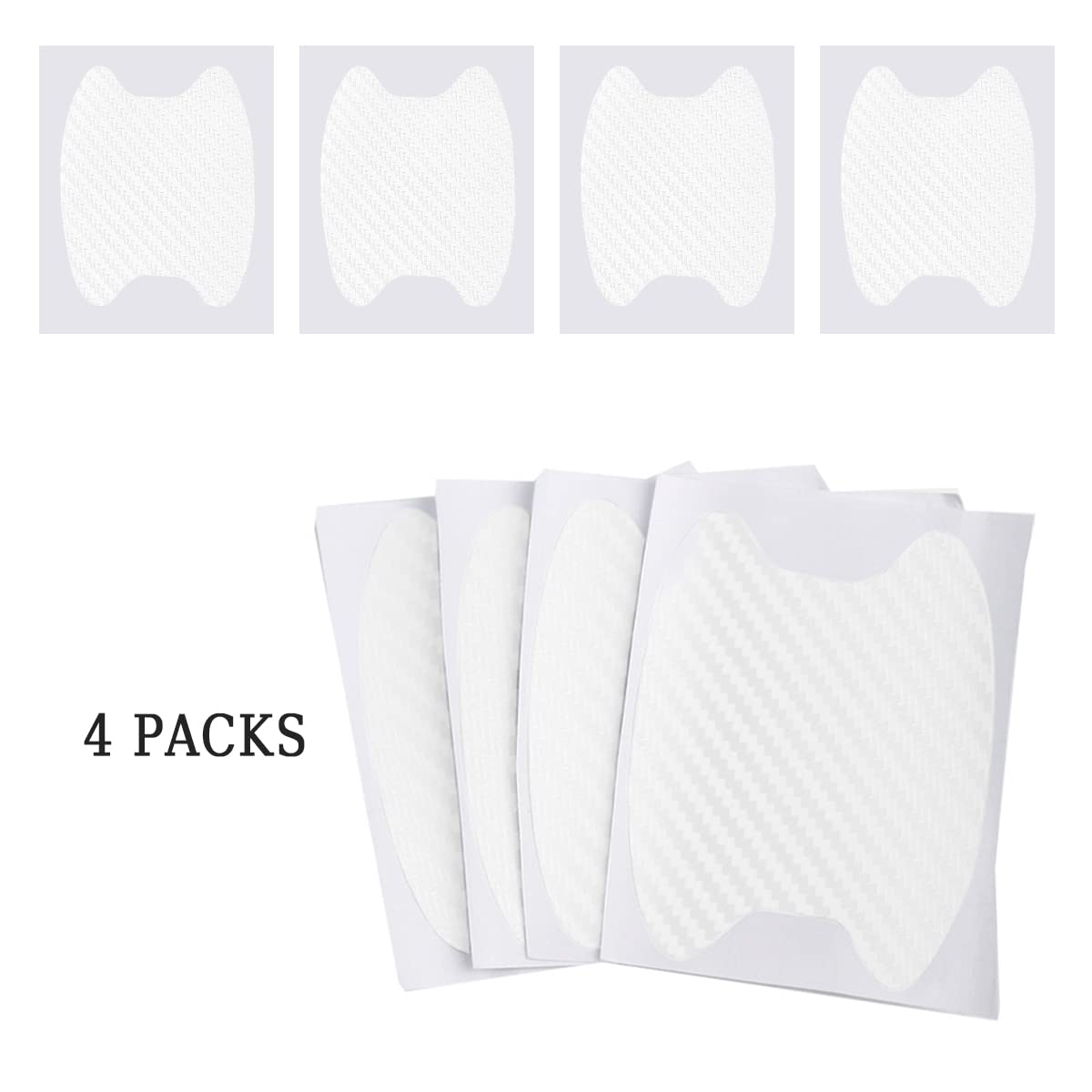 4PCS car door Handle Protector Sticker, Universal Carbon Fiber Anti-Scratches Auto door handle Protective Film, Side Paint Cover Guard Stickers Fit for Most Car Handles （White）