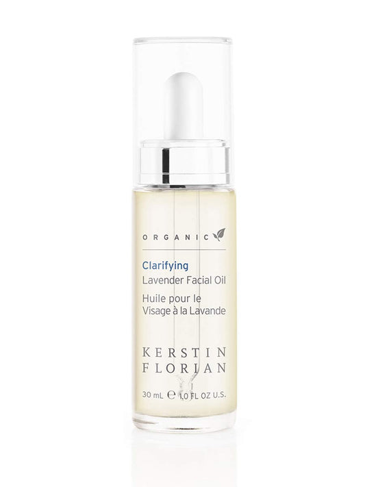 Kerstin Florian Organic Clarifying Lavender Facial Oil | Moisturizing Face Oil with Sea Buckthorn, Argan & Jojoba Oils for All Skin Types | 1 fl oz