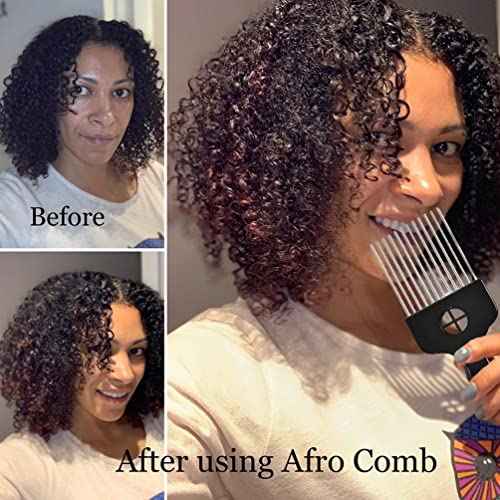 2 Pack Hair Picks for Afro, Curly Hair Styling - Metal Hairdressing Tools for Women and Men (Black)