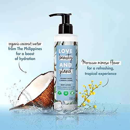 Love Beauty and Planet Luscious Hydration Body Lotion for Hydration Coconut Water & Mimosa Flower Natural Ingredients, Plant-Based Moisturizers, Vegan, Cruelty-Free 13.5 oz