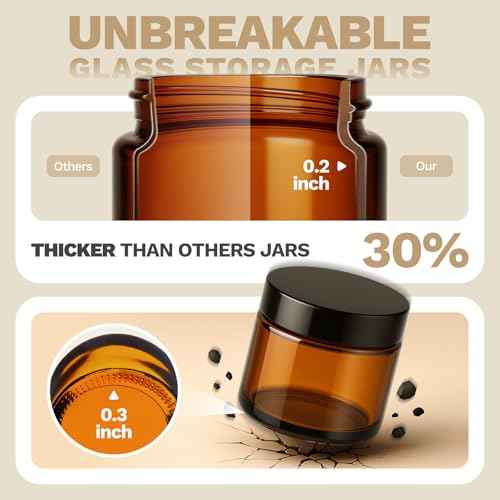 4 oz Small Glass Jars with Lids, Bumobum 36 Pack Amber Glass Cosmetic Jars with Inner Liners, 120ml Round Empty Sample Containers with Blank Labels for Cream, Body Scrub, Lotion