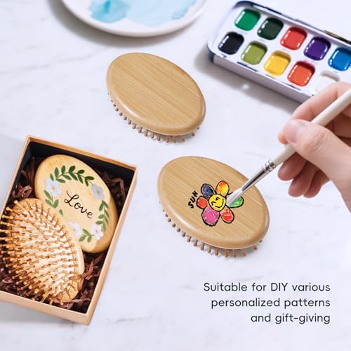 12PC Bamboo Hair Brush - Bulk Bamboo Bristles Detangling Brush for Hair Growth,Massage Scalp & Anti Static HairBrush for Women,Men,Kid(Pack of 12)