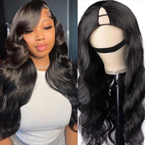 V Part Human Hair Wig Body Wave V Part Wig Human Hair for Black Women 18 Inch Glueless Wigs Clip Upgrade Natural Beginner Friendly Middle Part 200% Density