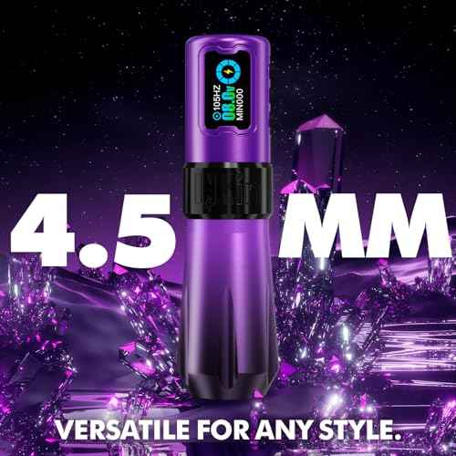 INKin Rampage Wireless Tattoo Machine 4.5mm Stroke Length, Brushless Motor Tattoo Gun Kit with 39mm Large Grip, Direct Drive, OLED Screen Rotation for Professional Tattoo Artists