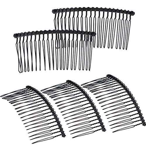 Hicarer 5 Pcs Black Metal Wire Hair Combs, 20 Teeth Wire Twist Bridal Wedding Veil Combs