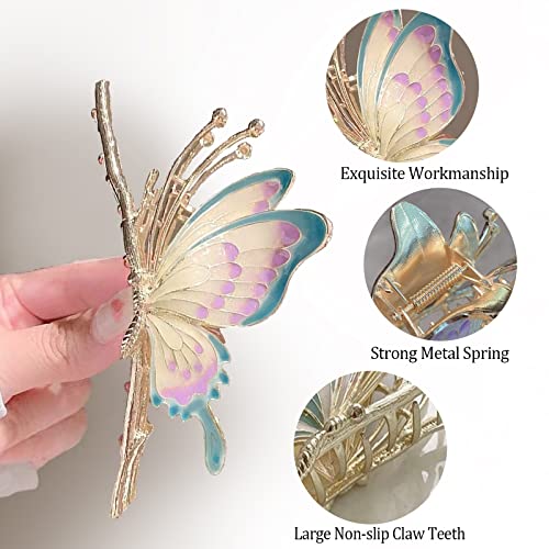 6 Pcs Hair Claw Clips for Women, Large Strong Metal Butterfly Hair Clips Flower Hair Clips for Women Thick Hair