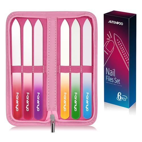 6 Pcs Glass Nail File Set, Providing Salon-Like Results from The Comfort of Your Home£¬Specially Crafted for Natural Nail Enthusiasts(Pink 6 pcs)