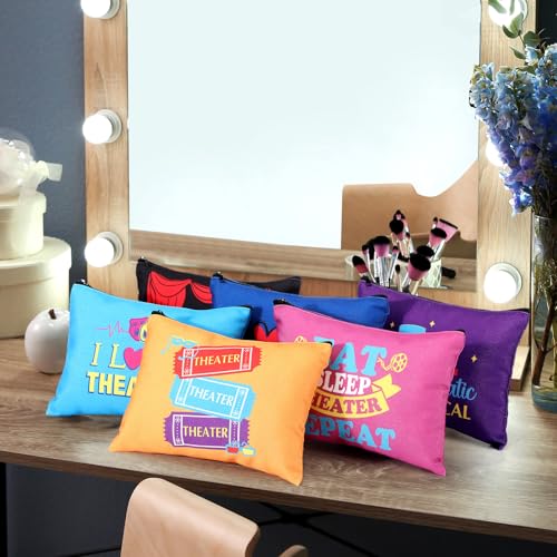 Reginary 12 Pcs Theater Makeup Bags Bulk Theater Gifts for Women Musical Broadway Cosmetic Bags Zipper Pouch Drama Comedy Tragedy Mask Gifts for Theatre Lovers Actors and Students