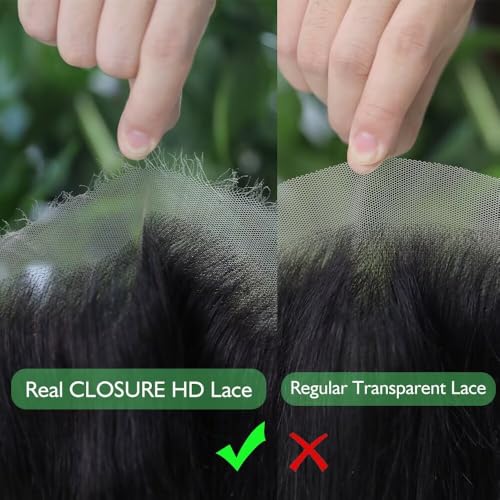 5x5 HD Lace Closure Body Wave With Raw Human Hair HD Lace 0.10 mm Invisible Ultra-Thin HD Lace Single Knot Pre-Plucked Brazilian Raw Human Hair Nature Black 18 Inch