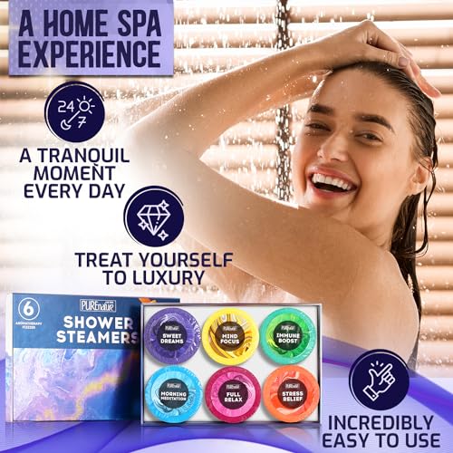 Aromatherapy Shower Steamers Set - Six Uplifting Relaxing Scents for Stress Relief - Perfect Self Care, Spa Experience for Women and Men - Ideal for Christmas Stocking Stuffers and Relaxation Gifts