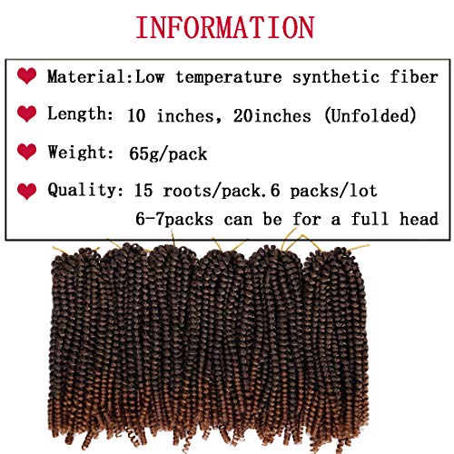 6 Packs Spring Twist Braiding Hair Spring Twists Twist Hair Synthetic Fiber Fluffy Twist Crochet Braids Low Temperature Twist Crochet Hair for Women Braiding Hair(10inch,T1B/30)