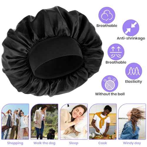 Silk Bonnet for Men, Satin Bonnet Elastic Band Silk Sleep Cap Soft Adjustable Hair Cap Hair Wrap for Women Sleeping