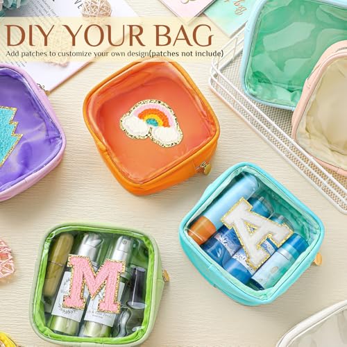 Kacctyen 20 Pcs Mini Clear Makeup Bags Bulk Nylon Cosmetic Bags for Purse PVC Small Clear Square Pouch with Zipper Blank Coin Purses for Women Travel Toiletry Essentials, 10 Colors