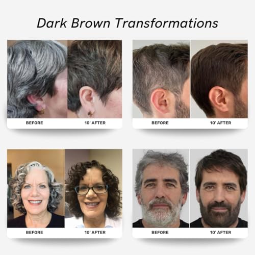 Polar Haircare - Hair Dye Shampoo Dark Brown for Gray Hair Shampoo Dye For Women & Men Natural Dye Kit - Long Lasting Hair Dye Product - Vegan Hair Color 6.76 Fl Oz Shampoo Dye Hair Color Dark Brown